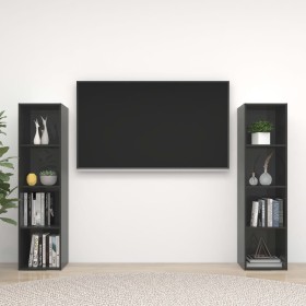 vidaXL TV-Schränke 2 Stk. Hochglanz-Grau 142,5x35x36,5cm Holzwerkstoff