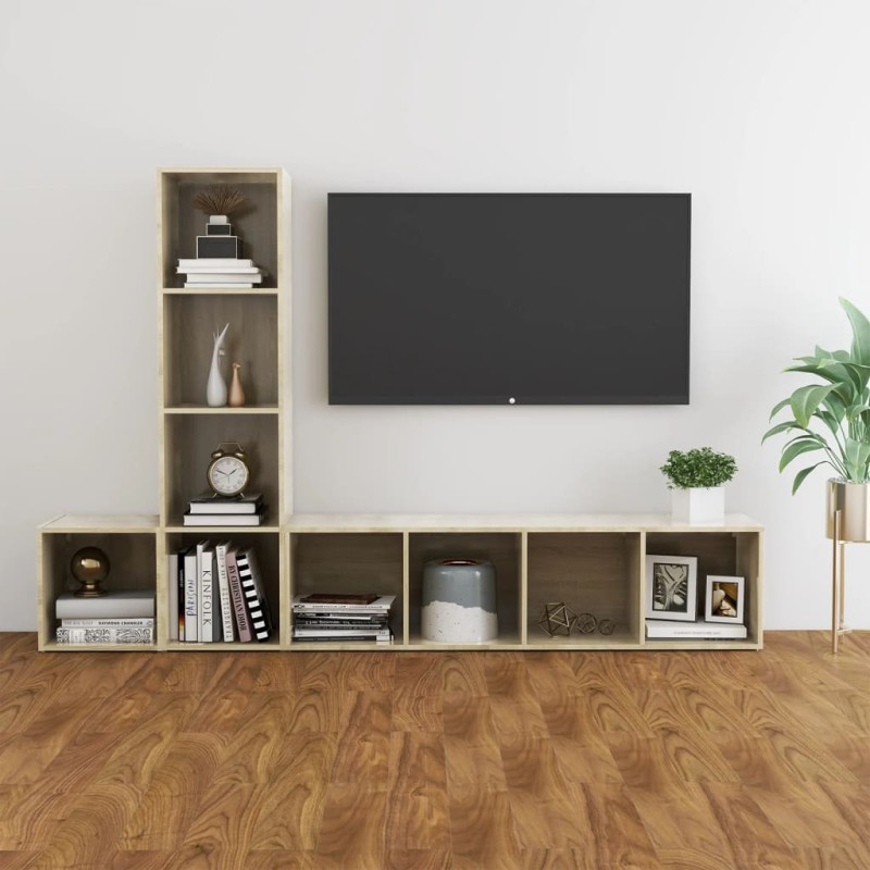 vidaXL 3-tlg. TV-Schrank-Set Sonoma-Eiche Holzwerkstoff vidaXL 3-tlg. TV-Schrank-Set Sonoma-Eiche Holzwerkstoff