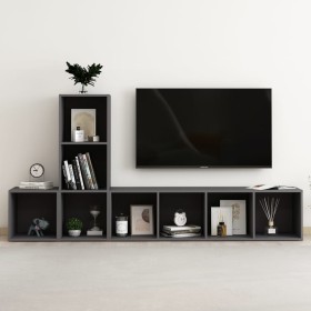 vidaXL 3-tlg. TV-Schrank-Set Grau Holzwerkstoff