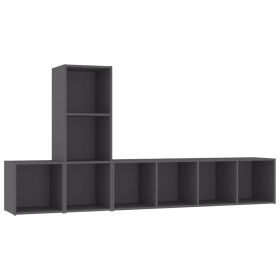vidaXL 3-tlg. TV-Schrank-Set Grau Holzwerkstoff