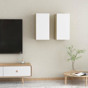 vidaXL TV-Schränke 2 Stk. Weiß Sonoma-Eiche 30,5x30x60cm Holzwerkstoff