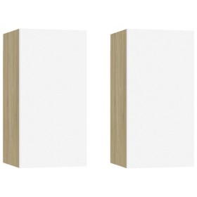 vidaXL TV-Schränke 2 Stk. Weiß Sonoma-Eiche 30,5x30x60cm Holzwerkstoff