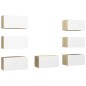 vidaXL TV-Schränke 7 Stk. Weiß Sonoma-Eiche 30,5x30x60cm Holzwerkstoff vidaXL TV-Schränke 7 Stk. Weiß Sonoma-Eiche 30,5x30x60cm Holzwerkstoff