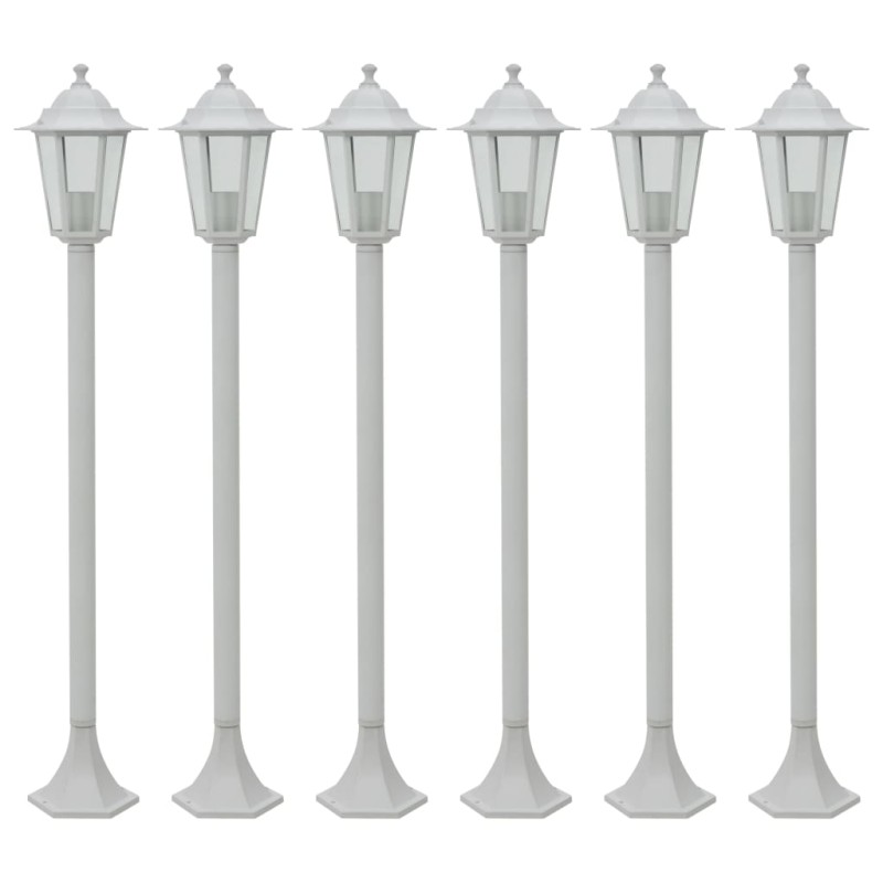 vidaXL Garten-Pollerleuchte 6 Stk. E27 110 cm Aluminium Weiß vidaXL Garten-Pollerleuchte 6 Stk. E27 110 cm Aluminium Weiß