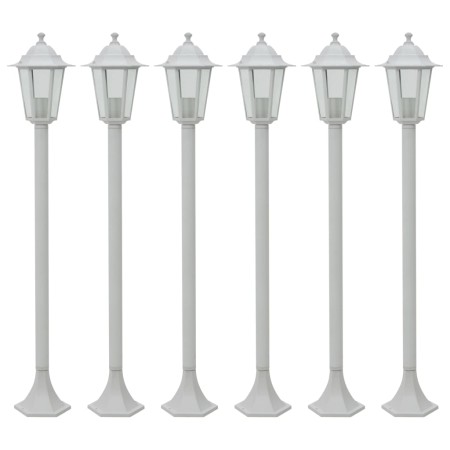 vidaXL Garten-Pollerleuchte 6 Stk. E27 110 cm Aluminium Weiß 