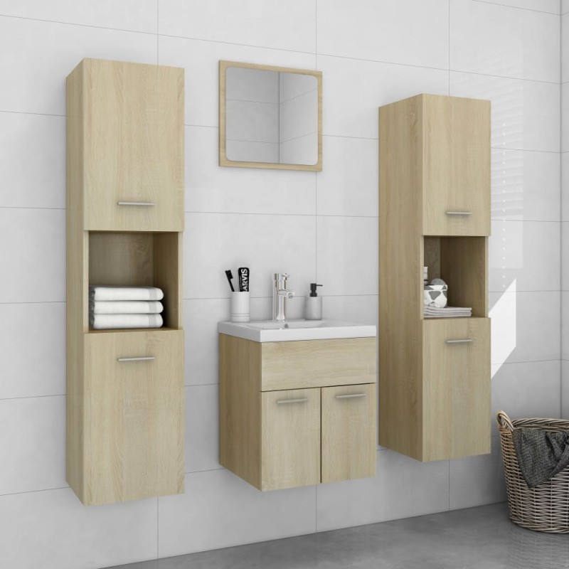 vidaXL Badmöbel-Set Sonoma-Eiche Holzwerkstoff vidaXL Badmöbel-Set Sonoma-Eiche Holzwerkstoff