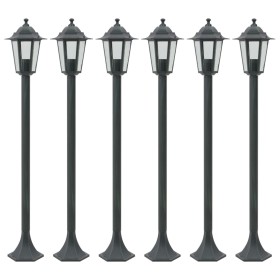 vidaXL Garten-Pollerleuchte 6 Stk. E27 110 cm Aluminium Dunkelgrün