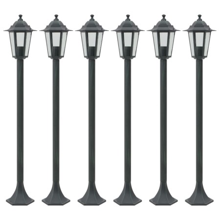 vidaXL Garten-Pollerleuchte 6 Stk. E27 110 cm Aluminium Dunkelgrün