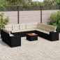 vidaXL 11-tlg. Garten-Sofagarnitur mit Kissen Schwarz Poly Rattan vidaXL 11-tlg. Garten-Sofagarnitur mit Kissen Schwarz Poly Rattan