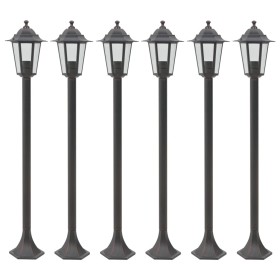 vidaXL Garten-Pollerleuchte 6 Stk. E27 110 cm Aluminium Bronzefarben 
