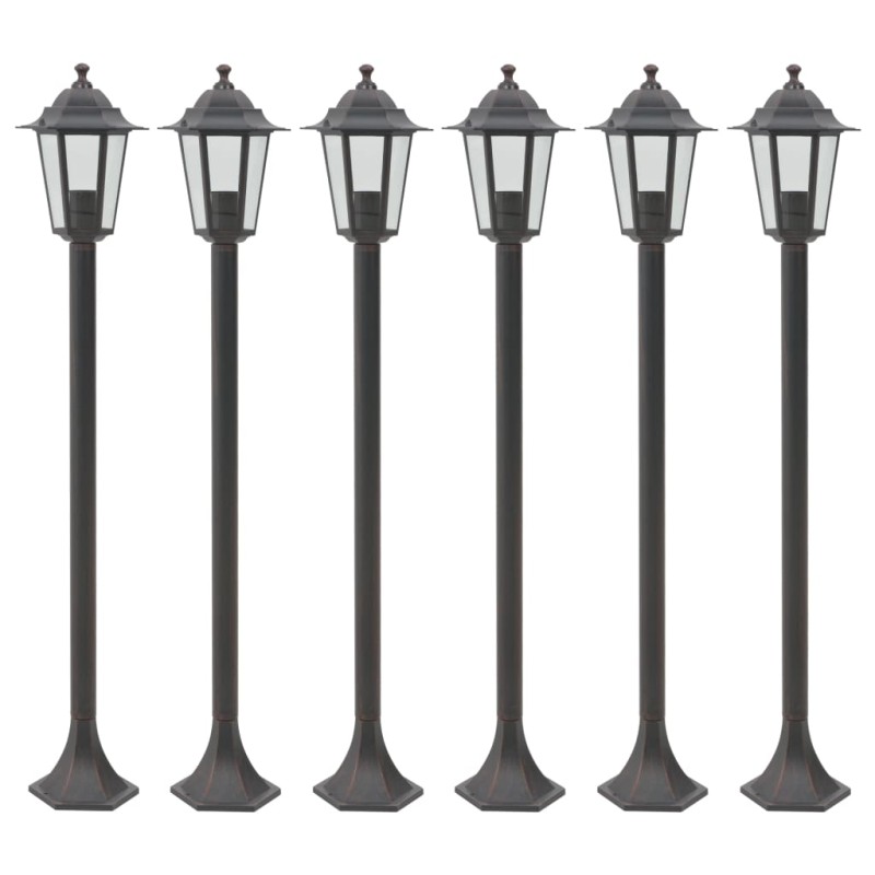 vidaXL Garten-Pollerleuchte 6 Stk. E27 110 cm Aluminium Bronzefarben vidaXL Garten-Pollerleuchte 6 Stk. E27 110 cm Aluminium Bronzefarben