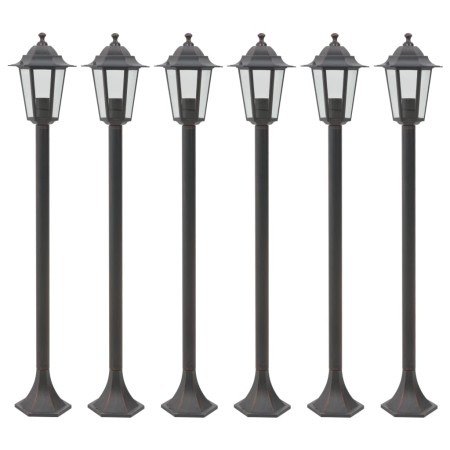 vidaXL Garten-Pollerleuchte 6 Stk. E27 110 cm Aluminium Bronzefarben 