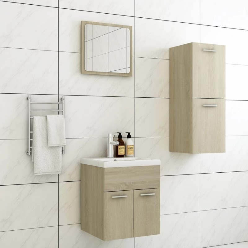 vidaXL Badmöbel-Set Sonoma-Eiche Holzwerkstoff vidaXL Badmöbel-Set Sonoma-Eiche Holzwerkstoff