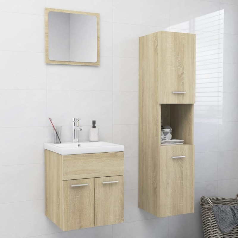 vidaXL Badmöbel-Set Sonoma-Eiche Holzwerkstoff vidaXL Badmöbel-Set Sonoma-Eiche Holzwerkstoff