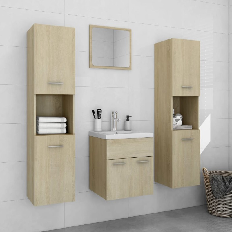 vidaXL Badmöbel-Set Sonoma-Eiche Holzwerkstoff vidaXL Badmöbel-Set Sonoma-Eiche Holzwerkstoff