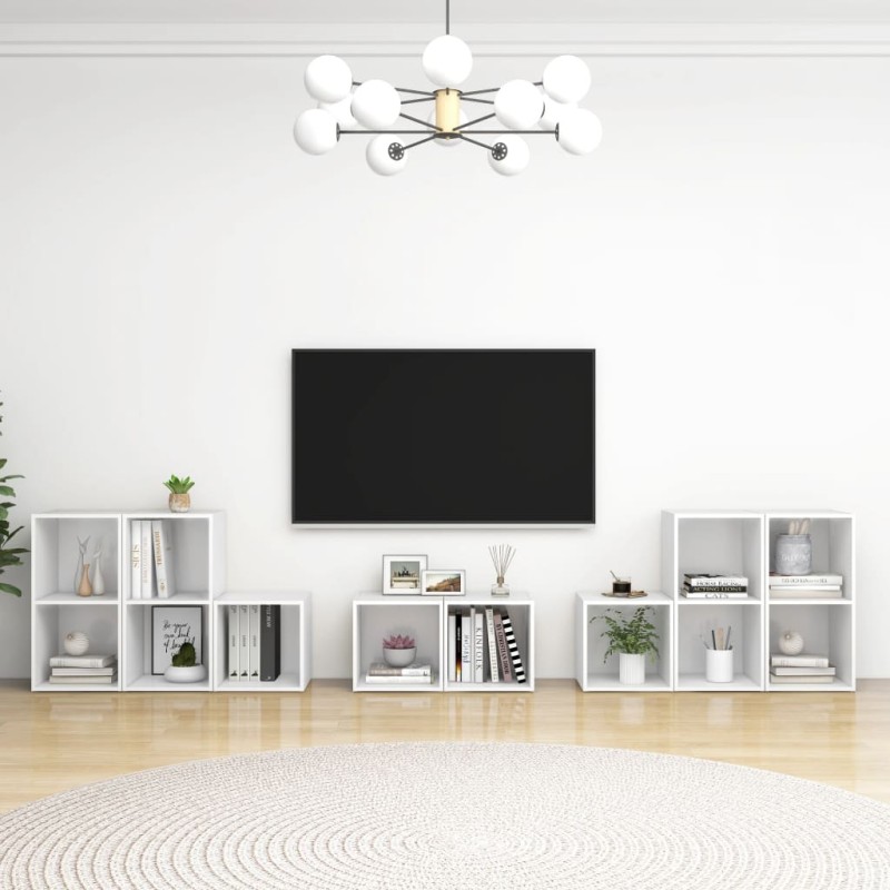 vidaXL 8-tlg. TV-Schrank-Set Weiß Holzwerkstoff vidaXL 8-tlg. TV-Schrank-Set Weiß Holzwerkstoff
