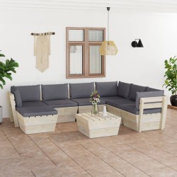 8-tlg. Garten-Sofagarnitur aus Paletten mit Kissen Fichtenholz