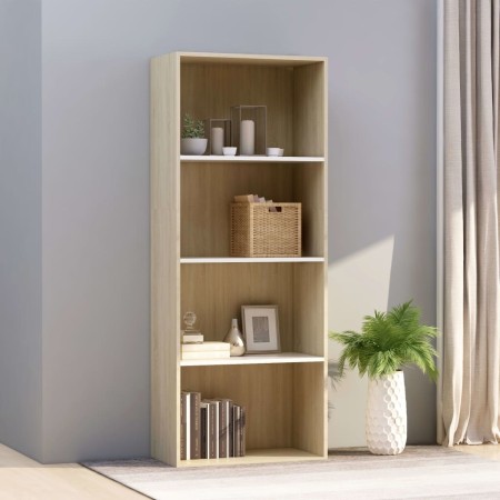 vidaXL Bücherregal 4 Fächer Weiß Sonoma-Eiche 60x30x151,5Holzwerkstoff
