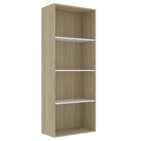 vidaXL Bücherregal 4 Fächer Weiß Sonoma-Eiche 60x30x151,5Holzwerkstoff