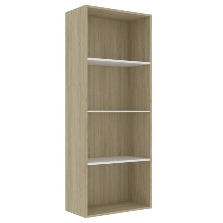 vidaXL Bücherregal 4 Fächer Weiß Sonoma-Eiche 60x30x151,5Holzwerkstoff