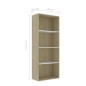 vidaXL Bücherregal 4 Fächer Weiß Sonoma-Eiche 60x30x151,5Holzwerkstoff vidaXL Bücherregal 4 Fächer Weiß Sonoma-Eiche 60x30x151,5Holzwerkstoff
