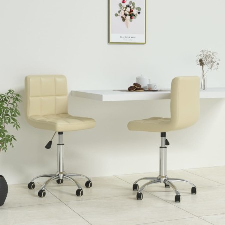vidaXL Esszimmerstühle 2 Stk. Drehbar Creme Kunstleder 