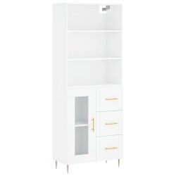 Highboard Hochglanz-Weiß 69,5x34x180 cm Holzwerkstoff