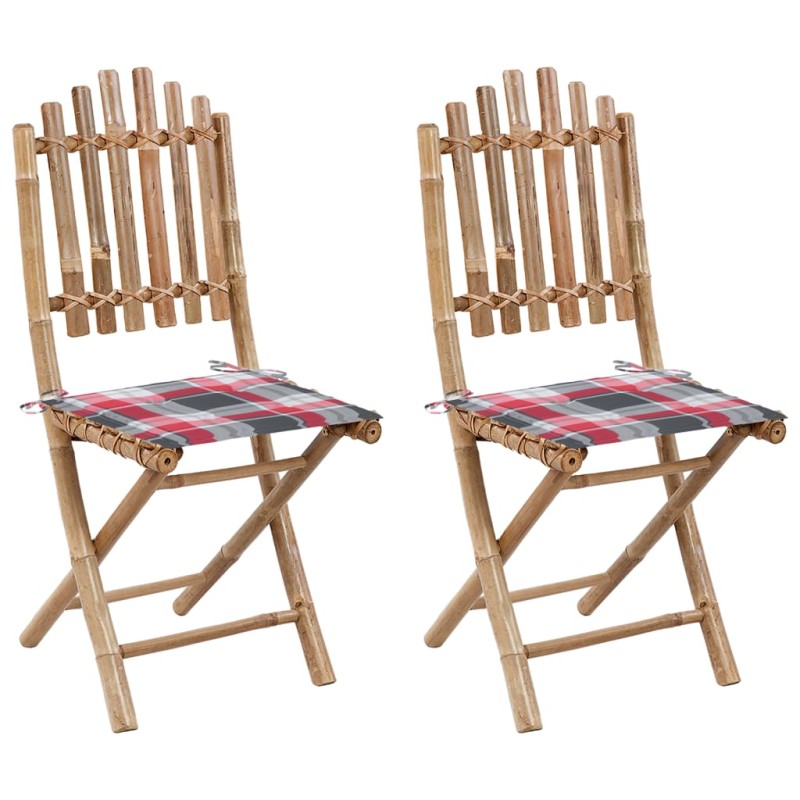 Klappbare Gartenstühle 2 Stk. mit Kissen Bambus Klappbare Gartenstühle 2 Stk. mit Kissen Bambus
