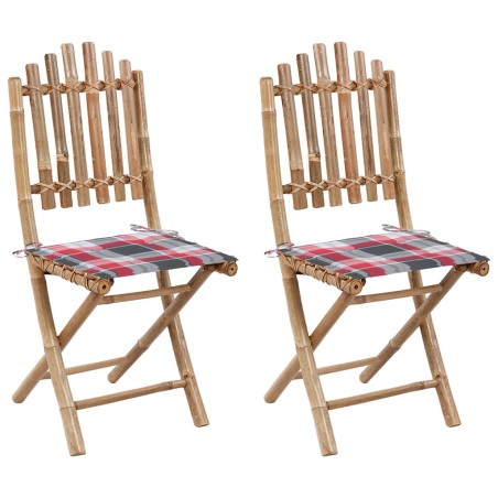 Klappbare Gartenstühle 2 Stk. mit Kissen Bambus