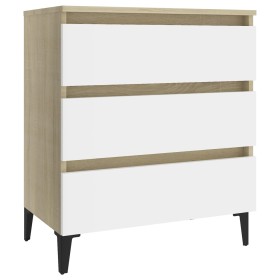 vidaXL Sideboard Weiß und Sonoma-Eiche 60x35x69 cm Holzwerkstoff
