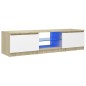 vidaXL TV-Schrank mit LED-Leuchten Weiß Sonoma-Eiche 140x40x35,5 cm vidaXL TV-Schrank mit LED-Leuchten Weiß Sonoma-Eiche 140x40x35,5 cm