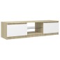 vidaXL TV-Schrank mit LED-Leuchten Weiß Sonoma-Eiche 140x40x35,5 cm vidaXL TV-Schrank mit LED-Leuchten Weiß Sonoma-Eiche 140x40x35,5 cm