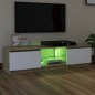 vidaXL TV-Schrank mit LED-Leuchten Weiß Sonoma-Eiche 140x40x35,5 cm vidaXL TV-Schrank mit LED-Leuchten Weiß Sonoma-Eiche 140x40x35,5 cm