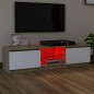 vidaXL TV-Schrank mit LED-Leuchten Weiß Sonoma-Eiche 140x40x35,5 cm vidaXL TV-Schrank mit LED-Leuchten Weiß Sonoma-Eiche 140x40x35,5 cm