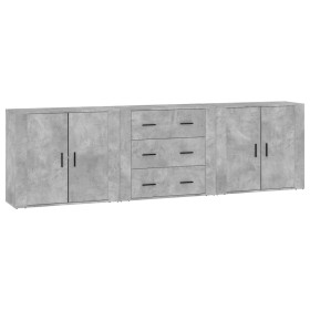 vidaXL Sideboards 3 Stk. Betongrau Holzwerkstoff