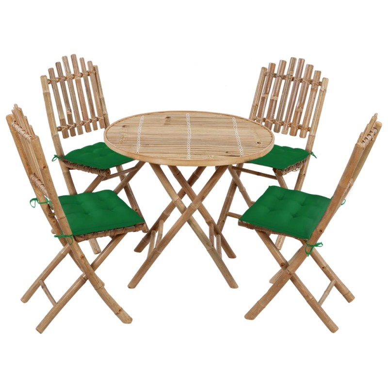 vidaXL 5-tlg. Garten-Essgruppe mit Kissen Klappbar Bambus vidaXL 5-tlg. Garten-Essgruppe mit Kissen Klappbar Bambus