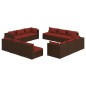 vidaXL 12-tlg. Garten-Lounge-Set mit Kissen Poly Rattan Braun vidaXL 12-tlg. Garten-Lounge-Set mit Kissen Poly Rattan Braun