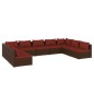 vidaXL 9-tlg. Garten-Lounge-Set mit Kissen Poly Rattan Braun vidaXL 9-tlg. Garten-Lounge-Set mit Kissen Poly Rattan Braun