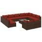 vidaXL 12-tlg. Garten-Lounge-Set mit Kissen Braun Poly Rattan vidaXL 12-tlg. Garten-Lounge-Set mit Kissen Braun Poly Rattan