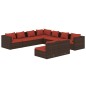vidaXL 9-tlg. Garten-Lounge-Set mit Kissen Braun Poly Rattan vidaXL 9-tlg. Garten-Lounge-Set mit Kissen Braun Poly Rattan