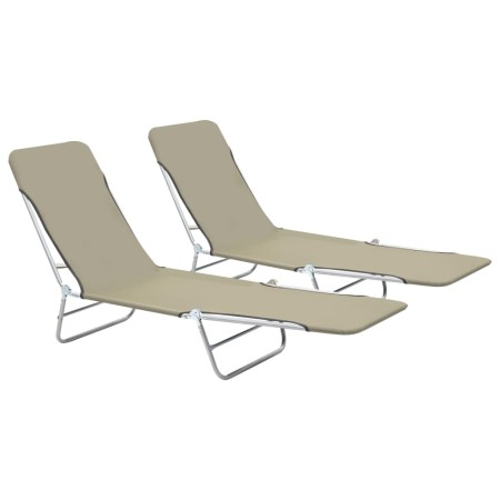 vidaXL Klappliegen 2 Stk. Stahl und Stoff Taupe