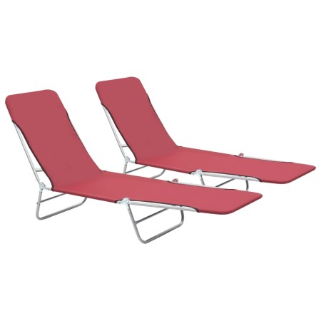 vidaXL Klappliegen 2 Stk. Stahl und Stoff Rot