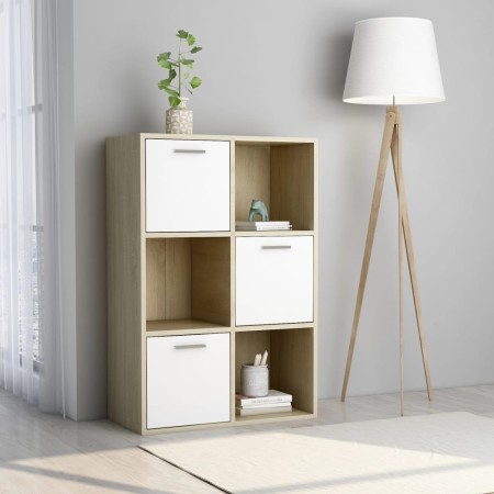 vidaXL Lagerschrank Weiß Sonoma-Eiche 60x29,5x90 cm Holzwerkstoff