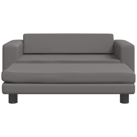 vidaXL Kindersofa mit Hocker Grau 100x50x30 cm Kunstleder