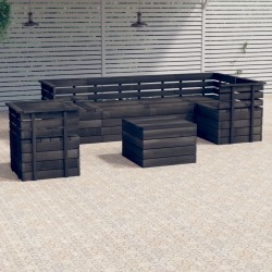 7-tlg. Garten-Sofagarnitur aus Paletten Kiefernholz Dunkelgrau