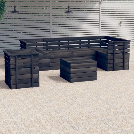 7-tlg. Garten-Sofagarnitur aus Paletten Kiefernholz Dunkelgrau