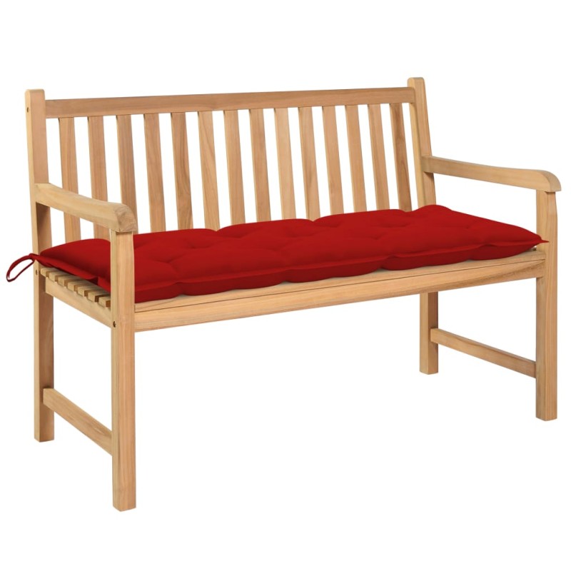 vidaXL Gartenbank mit Roter Auflage 120 cm Massivholz Teak vidaXL Gartenbank mit Roter Auflage 120 cm Massivholz Teak