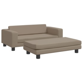 vidaXL Kindersofa mit Hocker Cappuccino-Braun 100x50x30 cm Kunstleder