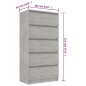 vidaXL Sideboard mit Schubladen Betongrau 60x35x121 cm Holzwerkstoff vidaXL Sideboard mit Schubladen Betongrau 60x35x121 cm Holzwerkstoff