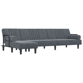 vidaXL Schlafsofa in L-Form Dunkelgrau 260x140x70 cm Samt